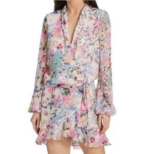 ROCOCO SAND Floral Print Wrap Mini Dress Size XS
